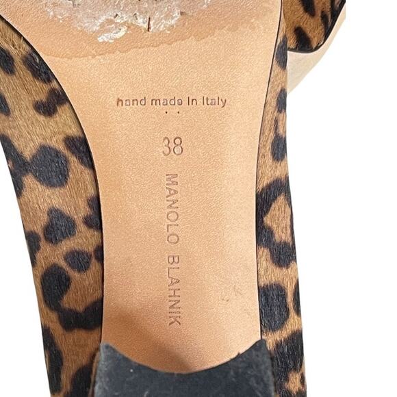 Manolo Blahnik Leopard Pony Hair Block Heel Pumps Size 38 - Picture 8 of 8